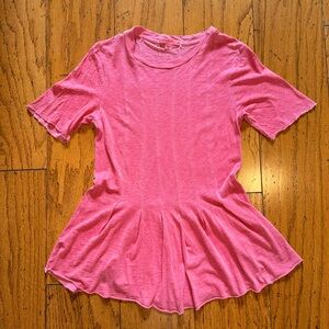 Never worn, unique XS tunic/peplum tee from Stateside- pretty muted rose/red